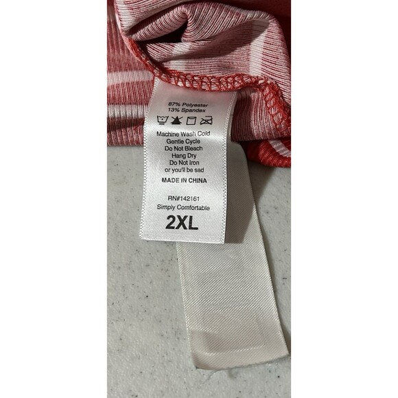 LuLaRoe Jody Dress Womens 2XL Long Sleeve Peasant Smocked Waistband Red Stripes - Picture 8 of 11